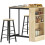 3 Piece Bar Set with Storage Table and 2 Footrest Chairs 2