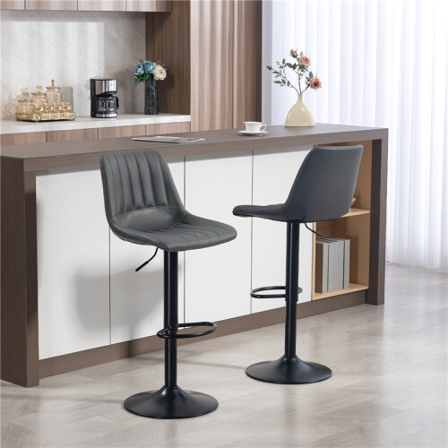 Set of 2 Retro Bar Stools with Footrest Height Adjustable 2