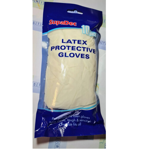 SupaDec Latex Disposable Protective Gloves DIY Decorating Cleaning Clear 10 Pack
