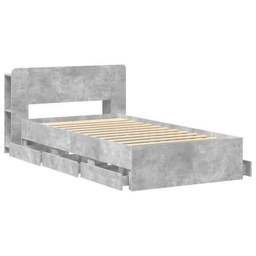 VidaXL vidaXL Bed Frame with Storage with Headboard Concrete Grey 90 x 190 cm 2