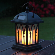 Aurinkokennolla toimiva lyhty - CZYDDD - musta - LED-kynttilä - välkkyvä efekti - 15 cm x 15 cm x 27 cm