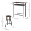 3 Piece Bar Table Set with 2 Stools Storage Shelf Black Oak 5