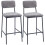 Set of 2 Upholstered Bar Stools with Backrest Footrest Grey 2