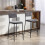 Set of 2 Upholstered Bar Stools with Backrest Footrest Grey 4