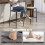Set of 2 Upholstered Bar Stools with Backrest Footrest Grey 6