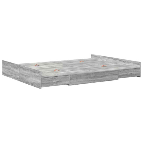 VidaXL vidaXL Storage Bed Frame Grey Sonoma 140 x 200 cm Engineered Wood 1