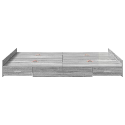 VidaXL vidaXL Storage Bed Frame Grey Sonoma 140 x 200 cm Engineered Wood 2