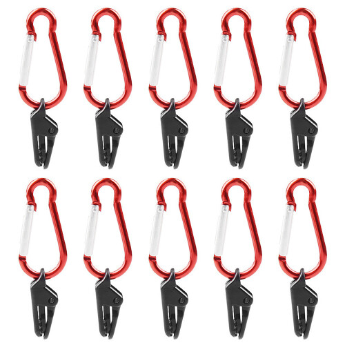 Winddichte Klammern mit rotem Karabinerverschluss (10er-Pack)