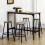 5 Piece Industrial Bar Table Set with 4 Stools Black Brown 4