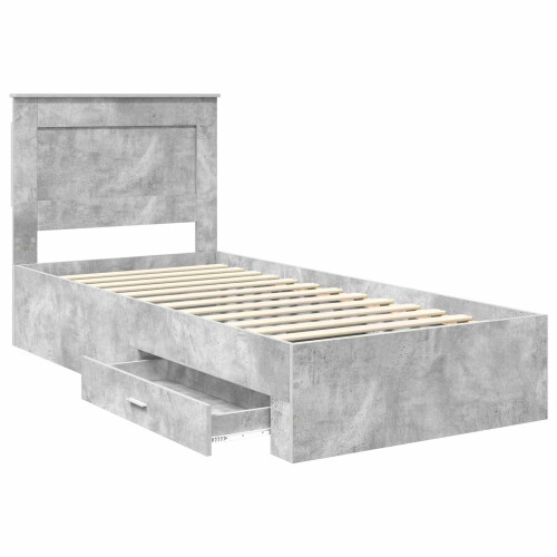 VidaXL vidaXL Bed Frame Concrete Grey and Silver 75 x 190 cm Engineered Wood 2