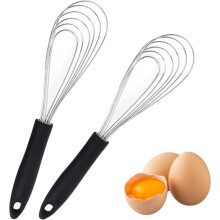 2 keittiövispilän setti, ruostumatonta terästä ja tarttumatonta silikonia, 27 cm ruostumatonta terästä oleva vispilä, munavaahdotin