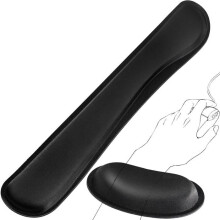 2 ergonomisen, liukumattoman muistivaahtorannetuen setti - Toimistomukavuutta näppäimistön/hiiren ja ranteiden terveydelle (musta)
