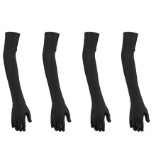 4X Damen Handstulpen Satin Handschuhe Stulpen fuer Formelle Party Festival Lange Schwarze