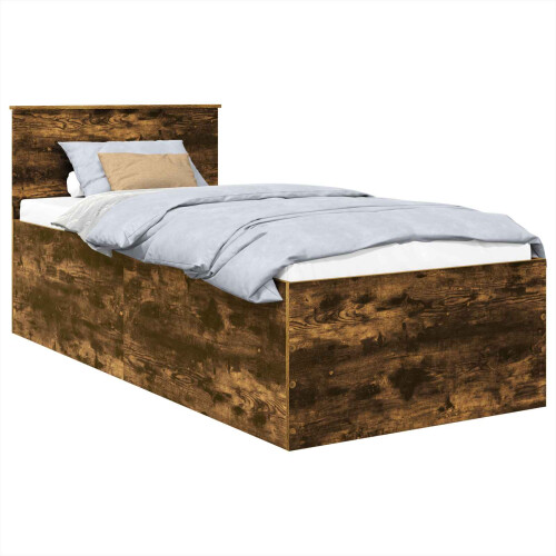 VidaXL vidaXL Bed Frame Smoked Oak 120 x 200 cm Engineered Wood 1