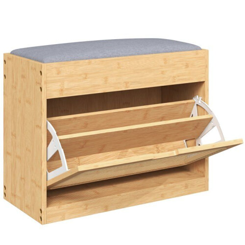 Bancos para sapatos - HELLOSHOP26 - Escandinavo - Assento acolchoado - Armazenamento modular - Bambu e rattan
