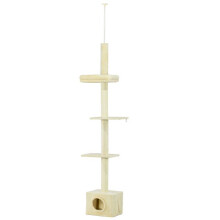 Albero per gatti - HELLOSHOP26 - 40 x 31 x 230–260 cm - 4 livelli - Sisal naturale - Altezza regolabile