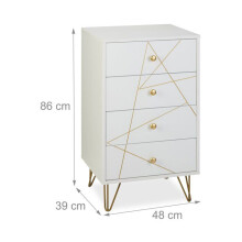 Comò bianco elegante con 4 cassetti per soggiorno, camera da letto, corridoio, finitura opaca in legno bianco