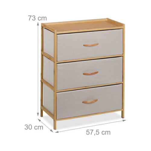Commode à 3 tiroirs design élégant salon chambre 73 x 57,5 x 30 cm en