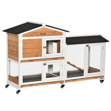 Gaiola externa para coelhos 157,4 x 53 x 99,5 cm fácil de limpar com rodinhas e telhado.