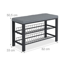 Bancs à chaussures - HELLOSHOP26 - Différentes couleurs - Assise rembourrée - Rangement 6 paires - Structure métal/MDF
