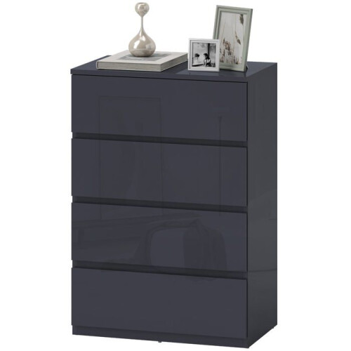 Commode de rangement 55 x 34 x 80 cm compacte fermeture douce style moderne sans