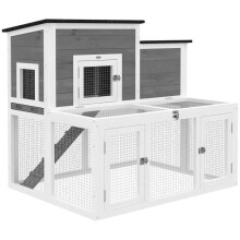 Gaiola para coelho exterior 97 x 75.5 x 90 cm de fácil manutenção com cercado e telhado resistente.