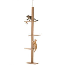 Albero per gatti - HELLOSHOP26 - Multilivello 4 livelli - Altezza regolabile 228-260 cm - Fissaggio a soffitto - Marrone