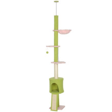 Albero per gatti - HELLOSHOP26 - Dal pavimento al soffitto 5 livelli - Altezza regolabile 220-240 cm - Forma di fiore - Pali in sisal