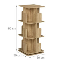 Bibliothèque étagère - HELLOSHOP26 - Bibliothèque rotative compacte moderne - Mécanisme rotatif - 3 compartiments - Bois clair