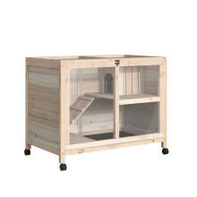 Gaiola para coelhos interior de dois andares 91.5 x 53.3 x 73 cm com rodízios escandinavos