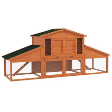 Gaiola para coelhos 225 x 70 x 100 cm dois andares espaçosos telhado impermeável rústico
