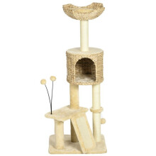Albero per gatti - HELLOSHOP26 - 45x40x116 cm - Beige - Pali in sisal - Antiribaltamento
