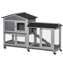 Gaiola para coelhos exterior 157,4 x 53 x 99,5 cm com rodízios 3 prateleiras deslizantes manutenção
