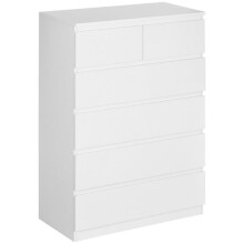 Comò 6 cassetti soggiorno 80 x 39 x 115 cm senza maniglie fissaggio a muro minimalista