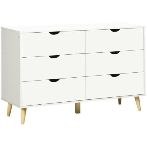 Comoda - HELLOSHOP26 - 6 gavetas - Design escandinavo - Branco - Antivertimento