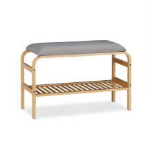 Bancs à chaussures - HELLOSHOP26 - 46 x 69 x 30 cm - Siège rembourré bambou - Capacité 120 kg - Rangement 6 paires