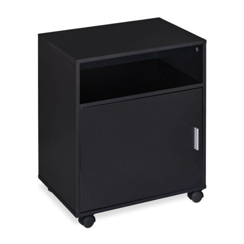 Caisson de bureau mobile - HELLOSHOP26 - 3 compartiments - Noir - Mélamine - 4 roulettes pivotantes
