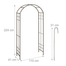 Arco decorativo per rose arrotondato supporto robusto 200 x 120 x 30 cm