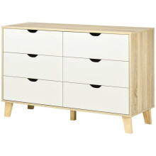Comò 6 cassetti 120 x 40 x 76 cm spazioso sicurezza anti ribaltamento scandinavo moderno