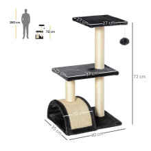 Albero per gatti - HELLOSHOP26 - Graffiatoio compatto - 40 x 35 x 72 cm - Multi-livello - Per gatti <4,5 kg