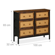 Comò con 6 cassetti vintage alla moda per il soggiorno e la camera da letto 110 x 40 x 80 cm