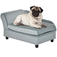 Sofá para perro y gato 76 x 45 x 43 cm con cofre de almacenamiento en el asiento