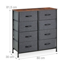 Comò vintage versatile a 8 cassetti per soggiorno, camera da letto, corridoio 120 x 40 x 80 cm