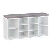 Bancs à chaussures - HELLOSHOP26 - 80 x 30 x 40 cm - Coussin d'assise - 10 compartiments - Finition blanche