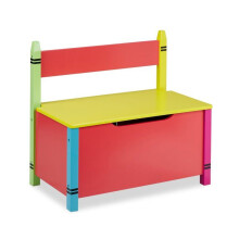Banquette de rangement - HELLOSHOP26 - 80 x 40 x 45 cm - Coffre de rangement - Design crayons de cire - MDF & tissu
