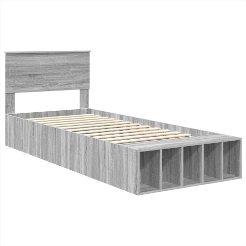 VidaXL vidaXL Bed Frame with Shelf Grey Sonoma 75 x 190 cm Engineered Wood 1