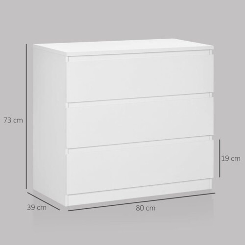 Commodes - HELLOSHOP26 - Modèle 80x39x73 cm - 3 tiroirs - Finition brillante - Sans poignées 1