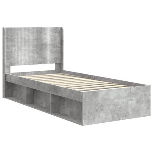 VidaXL vidaXL Bed Frame with Storage and Headboard Concrete Grey 90 x 200 cm 1