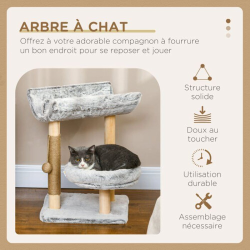 Arbre à chat compact stable 40 x 40 x 60 cm niche avec coussin lavable 2