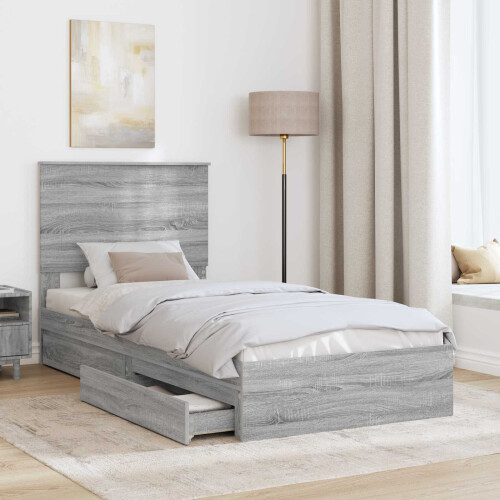 VidaXL vidaXL Storage Bed Grey Sonoma 100 x 200 cm Engineered Wood 1